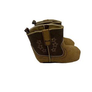 Rising Star Infant Cowboy Cowgirl Brown Boots 6 - 9 Months Faux Suede Horseshoe
